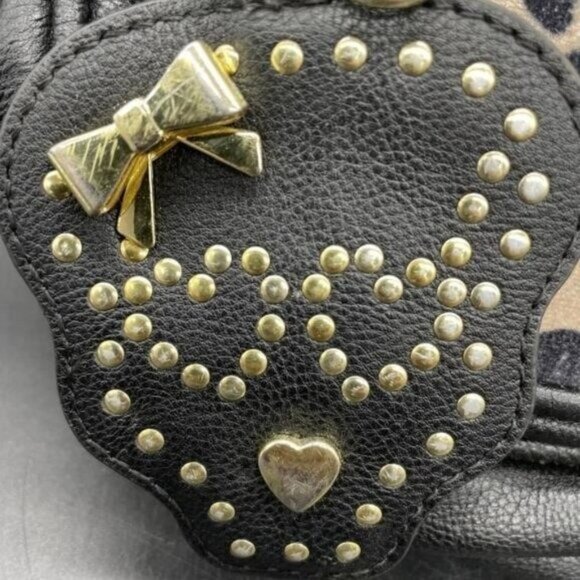 Betsey Johnson Black Leopard Mini Backpack crossbody w/ Skull Studded Bag Charm - Picture 4 of 8